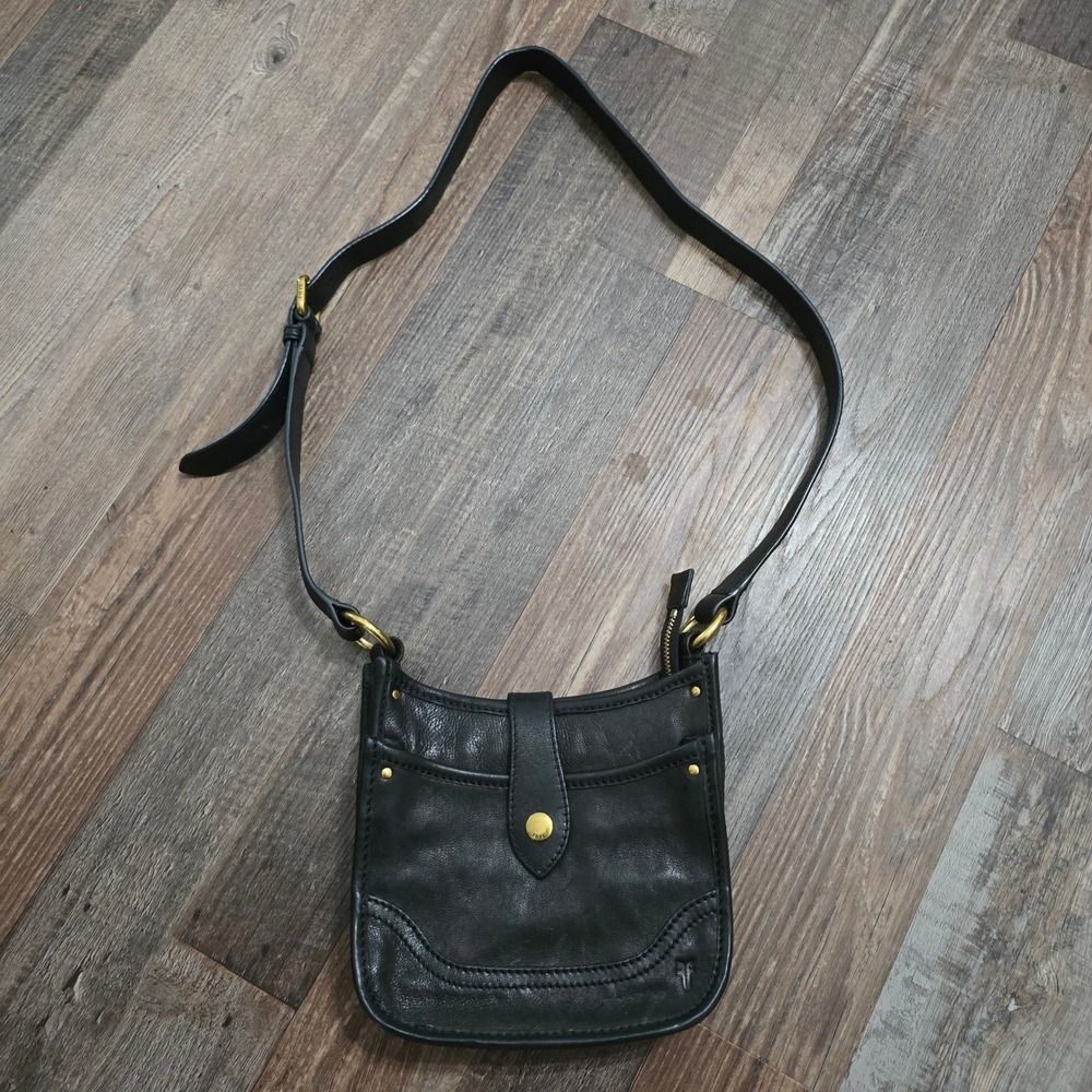 Frye Mini Crossbody Purse Black Madison North South Mini Leather Bag - Picture 1 of 16